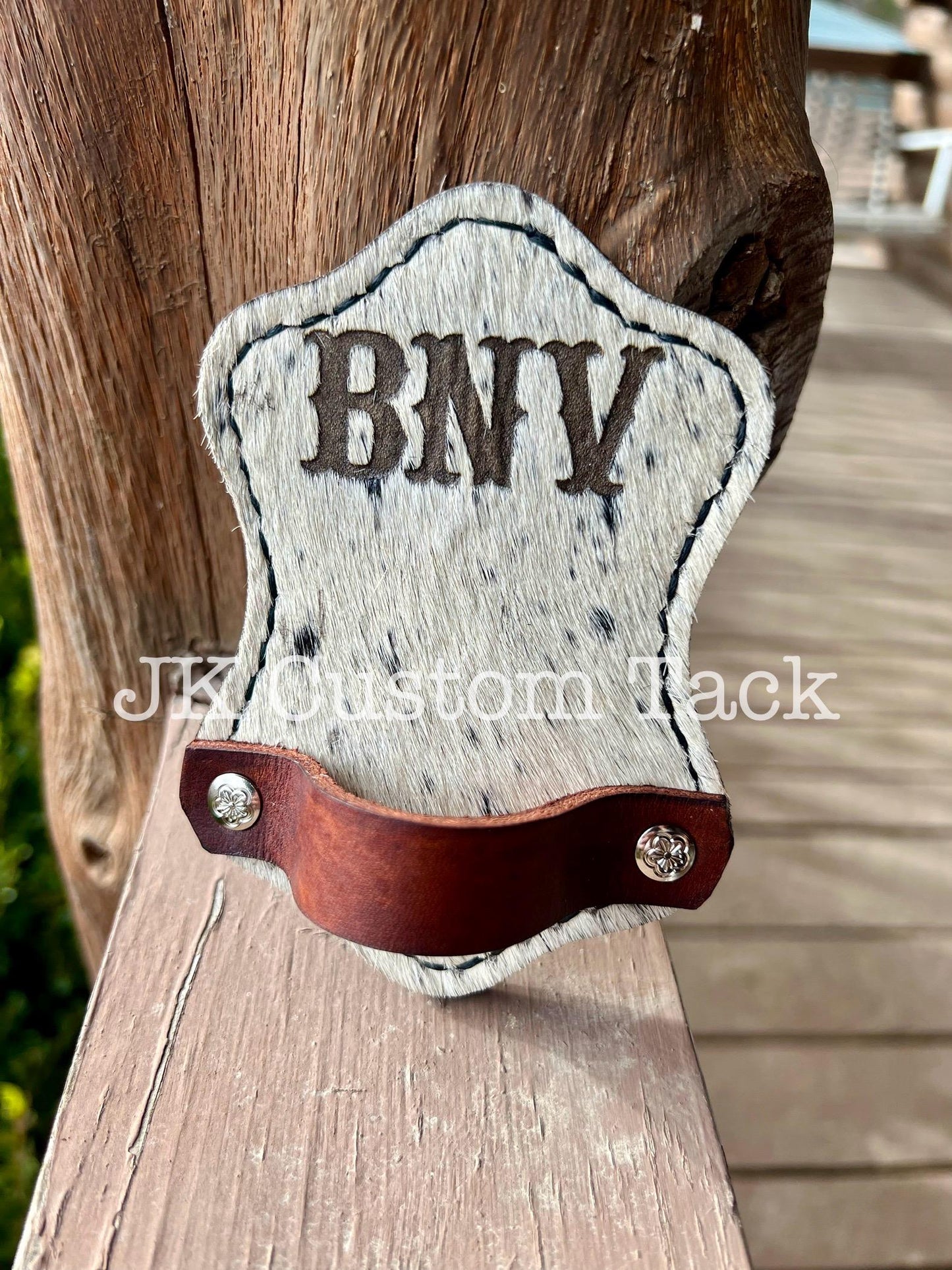 Customizable Cowhide Leather Show Comb Holder with Belt Clip