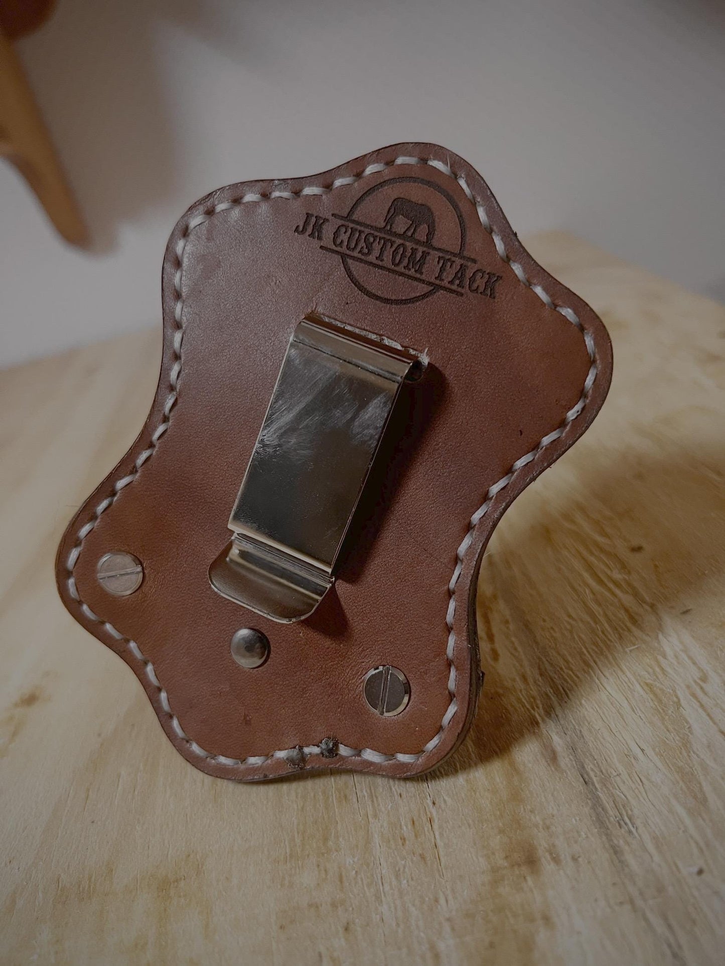 Customizable Cowhide Leather Show Comb Holder with Belt Clip