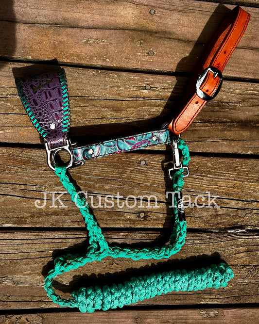 Horse Halter H1 w/ lead rope Crocodile Rio Print