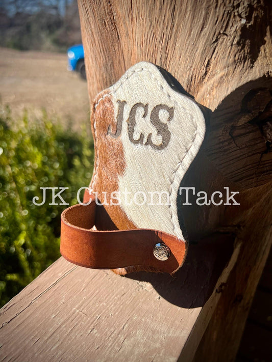 Customizable Cowhide Leather Show Comb Holder with Belt Clip