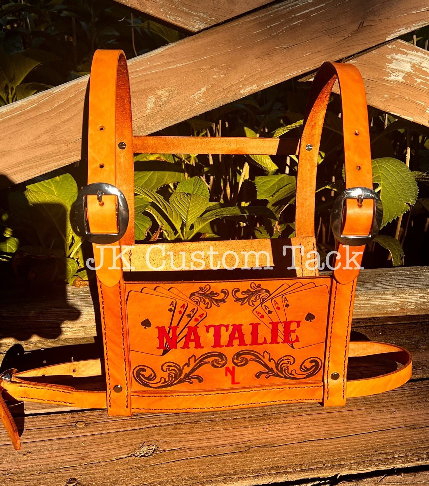 Custom Handcrafted Leather Livestock Show Harness Exhibitor Number Harness