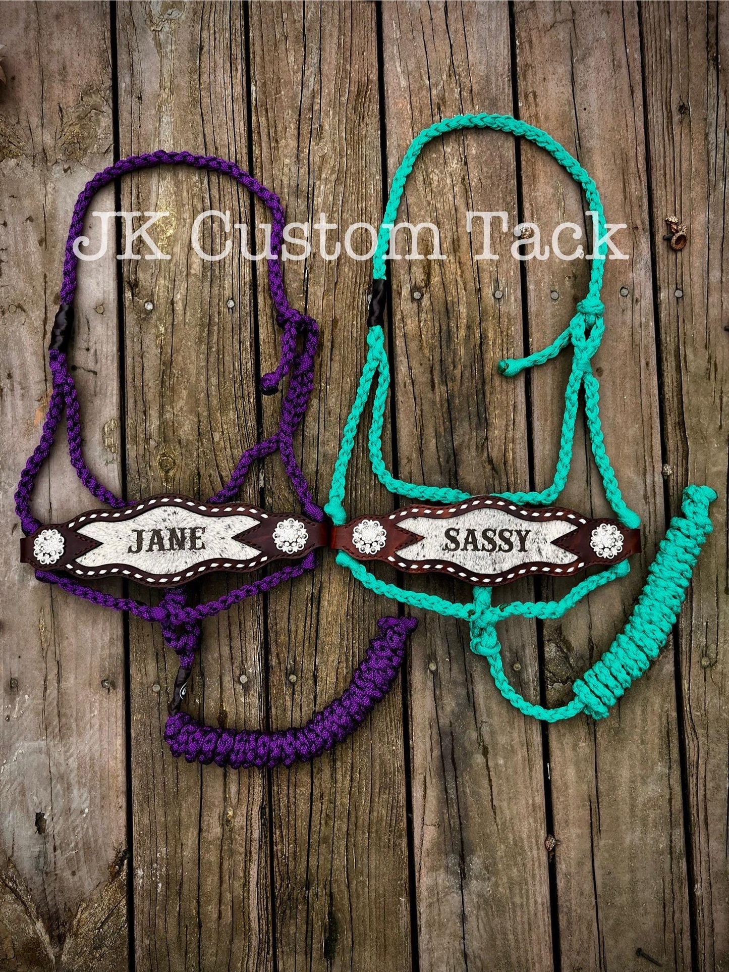 Bronc Noseband with Cowhide Inlay Mule Tape Halter