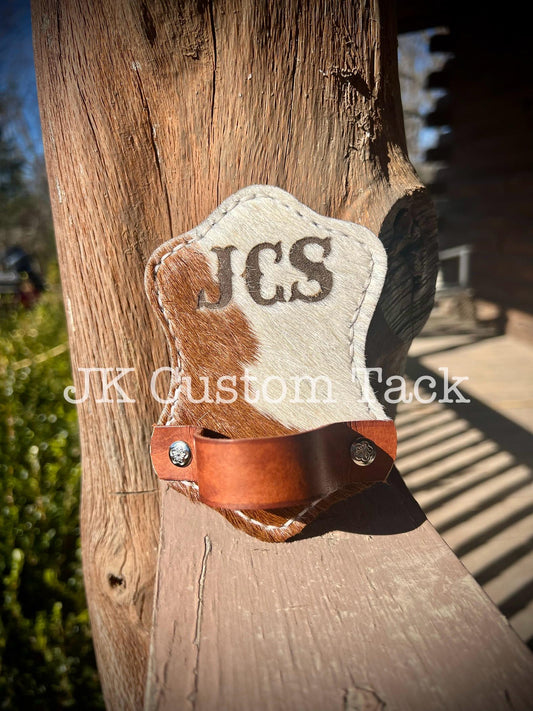 Customizable Cowhide Leather Show Comb Holder with Belt Clip