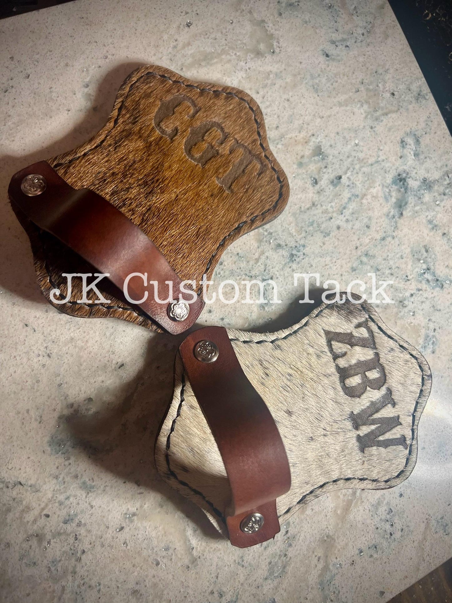 Customizable Cowhide Leather Show Comb Holder with Belt Clip