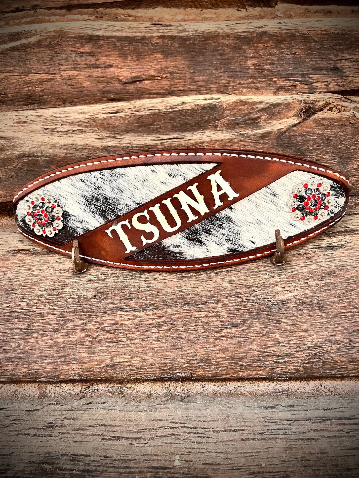 Bronc Noseband with Cowhide Inlay and Customizeable Name!
