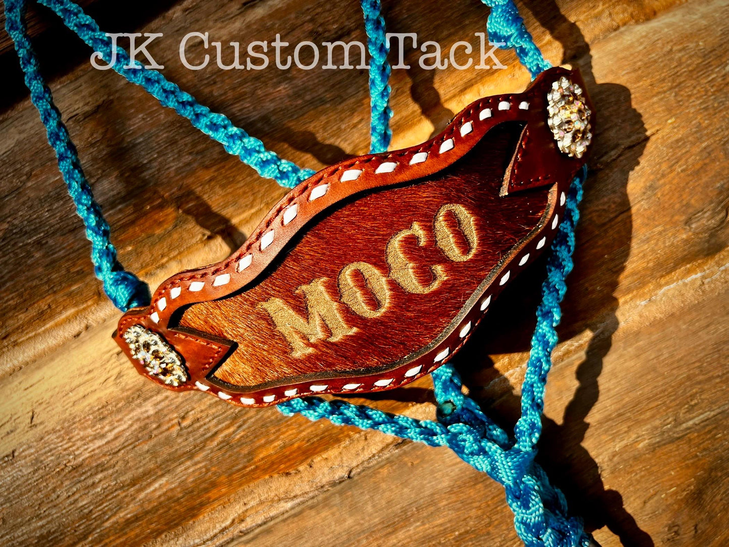 Bronc Noseband with Cowhide Inlay Mule Tape Halter