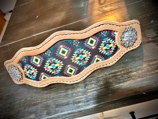 Bronc Noseband with Aztec Inlay